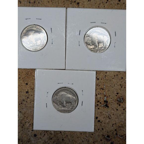Vintage Buffalo Nickel Trio – 1930s American Classic - Picture 2 of 8
